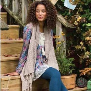 Matilda Jane Mind’s Eye Cable Knit Tassel Sweater Size S